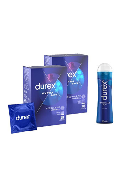 Durex Pachet Prezervative Extra Safe 2x18 bucati + Lubrifiant Originals 50 ml