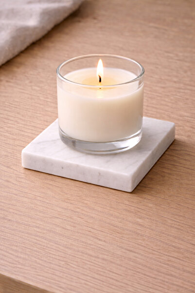 Marbello Kare Doğal Taş Mum Altlığı 8x8 cm | 4’lü Set