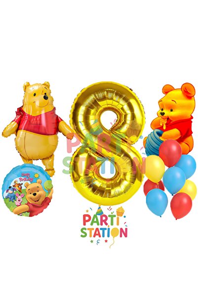 Parti Station Winnie the Pooh Temalı 8 Yaş Doğum Günü Balon Seti – Winnie Kar...