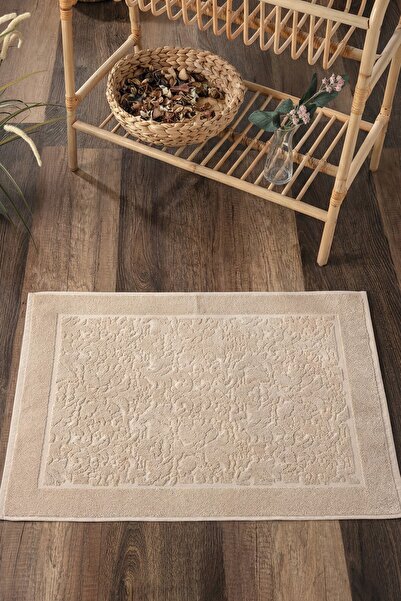 Sevim Къпалняна постелка с капучино дамаска мотив 1 брой - 60x100 cm Мека пос...