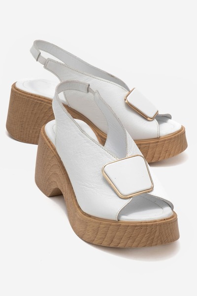 Zeynep Sıradağlı Caleb Women's Genuine Leather Sandals White