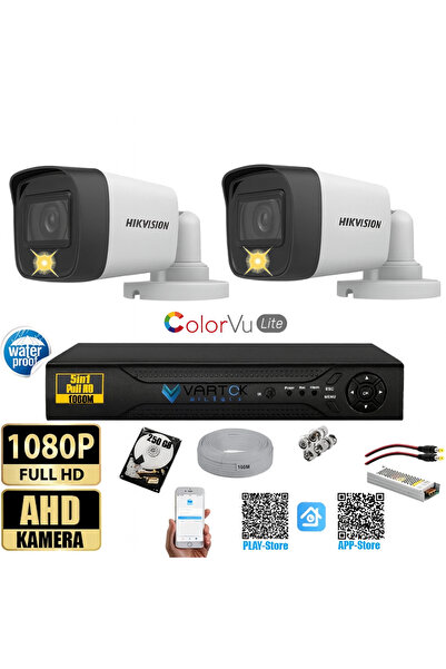 Hikvision Hikivision 2 Kameralı 250 GB HDD Gece Renkli 2mp 1080P Tak Çalıştır...
