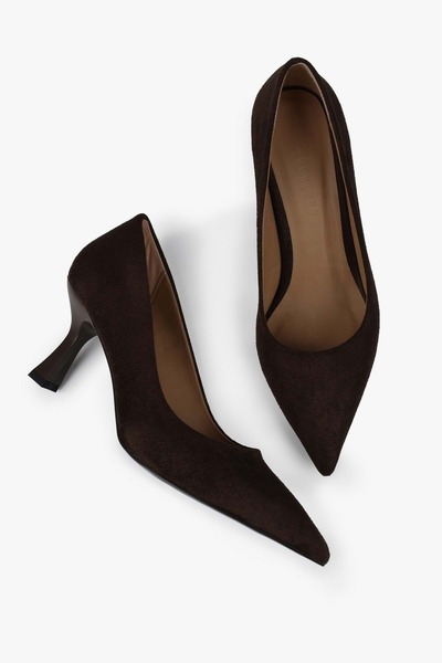 Shoeberry Women's Gatsby Brown Suede Stiletto