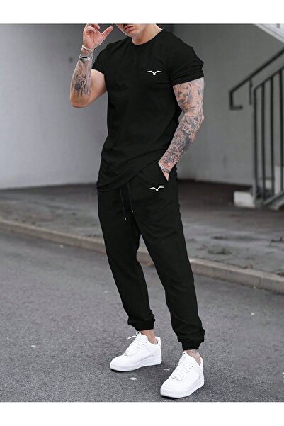 EFFRENATU تي شيرت مطبوع عليه نصًا للجنسين - ياقة دائرية، أكمام قصيرة، طقم كاجوال