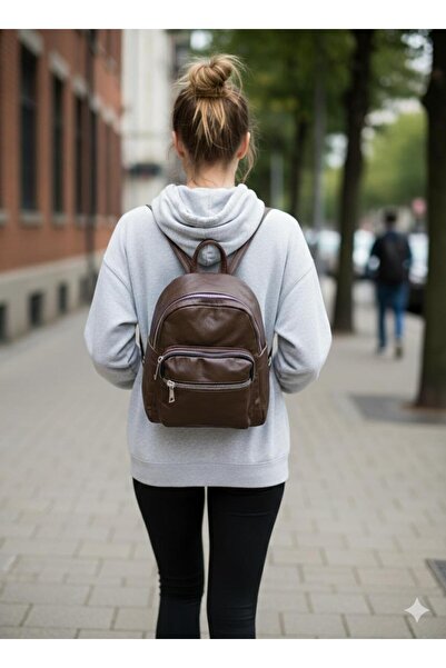 balbagss Women's Washed Soft Faux Leather Brown Backpack