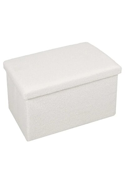 ELITECOMMERCEMARKET White Teddy Stool with Storage Space 60x36x36cm