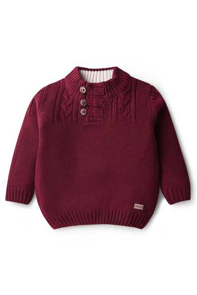 Babyhug Knit Full Sleeves Sweater with Cable Knit Design - Maroon