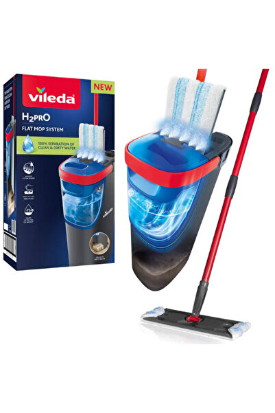Vileda Flat Mop for Floors, Blue/Grey