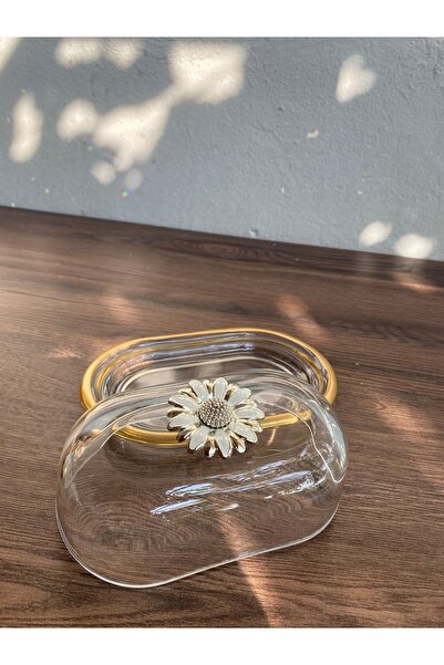 ENESKRİSTAL Butter Dish with Daisy Pattern