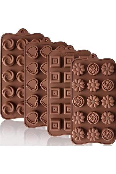 Arabest 4Pcs Chocolate Molds,Silicone Chocolate Candy Molds,Food Grade Break ...