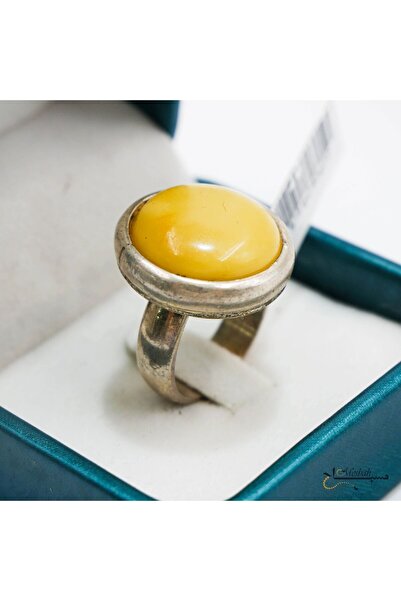 Generic خاتم من حجر الكهرمان الطبيعي – مجوهرات عصرية من الكهرمان على طراز بحر...