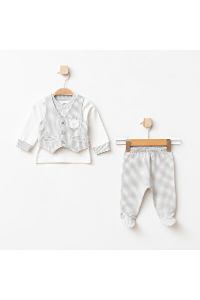 Aziz Bebe Baby Boy Bear Embroidered Sweatshirt Vest Pants 3-Piece Bottom Top ...