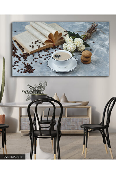 Evinemoda Book Coffee Flower One Piece Canvas - Canvas Painting