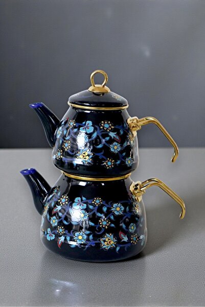 İnci Emaye إبريق شاي بنمط البنفسج