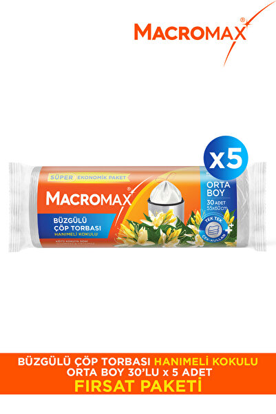 MACROMAX Drawstring Garbage Bag Medium Size Hanımeli 30Pcs X5