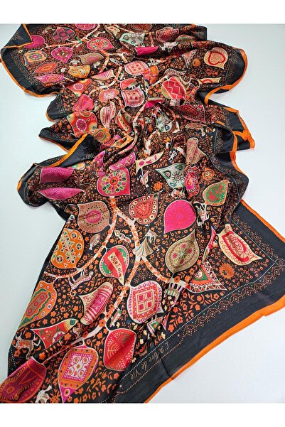 Shiva Scarfs Mosaic Ethnic Pattern Voile Silk Shawl Accessory Foulard Silk Sc...