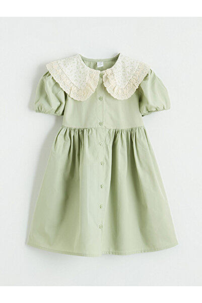 LC Waikiki Mg Trenden Green Baby Collar Girl's Dress