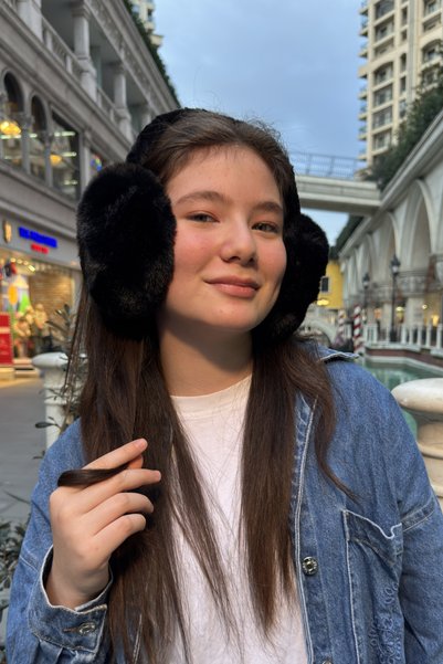 Mollycrush Young Black Plush Headphones |   Unisex Winter Soft Ear Protector