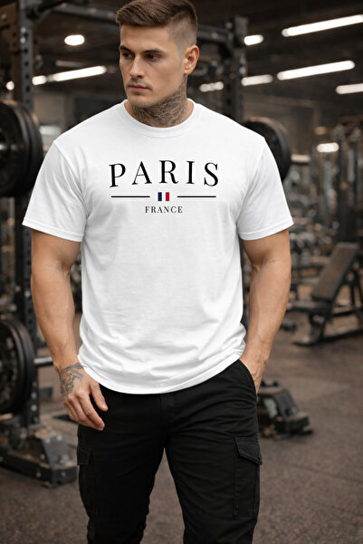DEEPSENCE Men's White T-Shirt Paris Logo