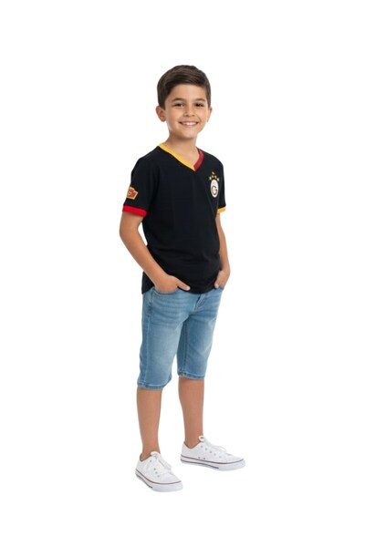 Galatasaray تي شيرت أسود أصلي مرخص من 5 نجوم للأطفال