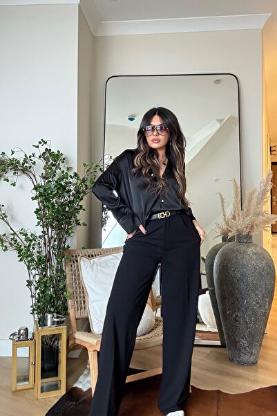 Sohotique By P Ntw Arka Bel Lastik Palazzo Pantolon Siyah