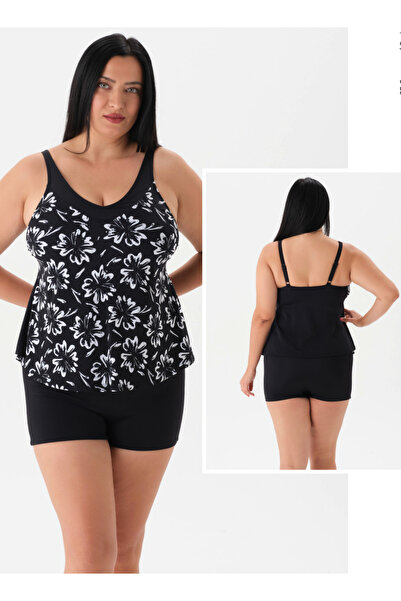 Eros Γυναικείο, Αποκλειστικό, Με μαύρο σχέδιο, Συσφιγκτικό, Τανκίνι με σορτς