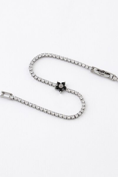 Sortie Aksesuar سوار من الفولاذ المقاوم للصدأ بتصميم زهرة الأقحوان السوداء وح...