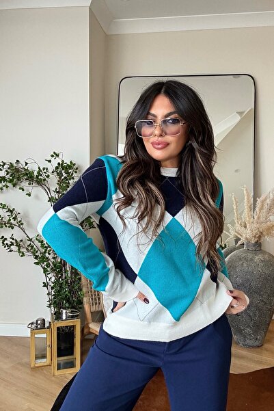 Sohotique By P Viscosoft Luxe Triko Kazak Turquoise Ecru