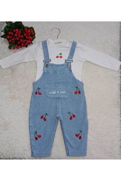 Baby Buu Cherry Patterned Salopet Jeans Bottom and Top Sets 320
