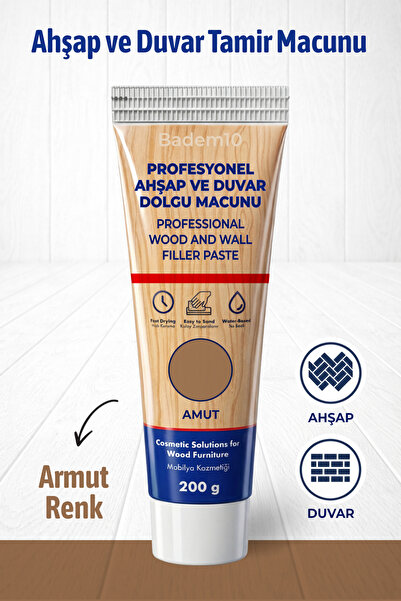 Badem10 Ahşap Parke Duvar Tamir Macunu Armut Renk Mobilya Dolgu Çatlak Gideri...