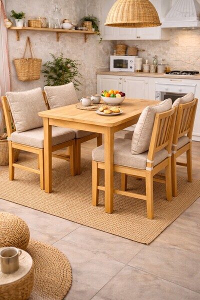 shules collection BEJ Fermuarlı Sırt Kırlentli 4’lü Sandalye Minder Seti – 5 ...