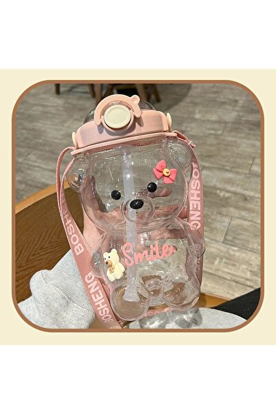 Mikasso 1200 ml Smile Minnoş Desenli Ayıcık Model Su Matarası Yavrulu Su Şişe...