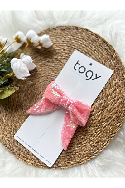 aysskids Cataramă cu fundă pentru fetițe, cu paiete, roz bomboană