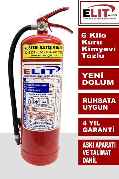 ELİT YANGIN VE GÜVENLİK SİSTEMLERİ 6 Kg Tozlu Yangın Söndürme Tüpü Ruhsata Uy...