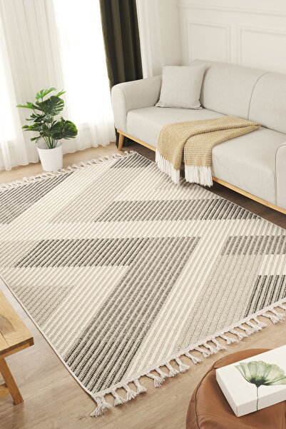 Konfor Halı Beverly 2211 Krem Halı Iskandinav Bukle Hav Toz Vermez Halı Yollu...