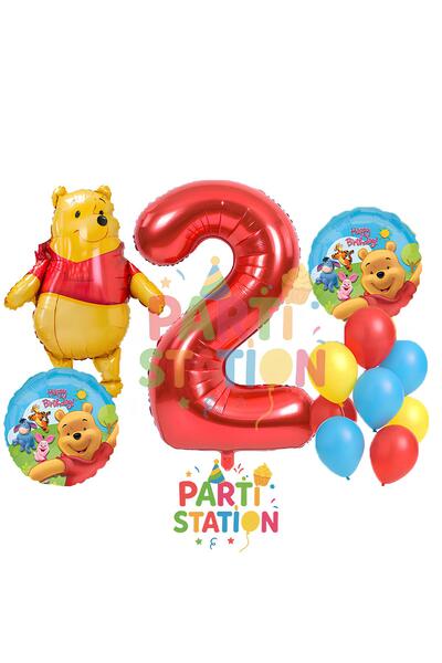 Parti Station Winnie the Pooh Konsept 2 Yaş Doğum Günü Balon Seti – Ayı Karak...