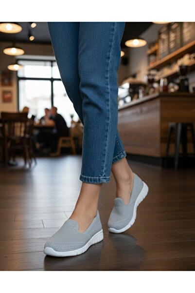 Afilli Pantofi sport pentru femei, gri alb, ortopedici, ușori, fără șireturi,...