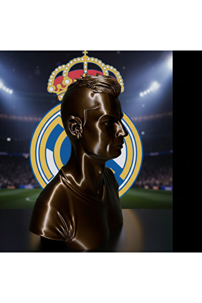 Riva Self Cristiano Ronaldo (CR7) 3D Büst Figür - Bronz Renk Özel Tasarım Fut...