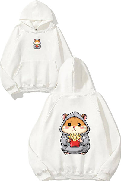 VSRN سويت شيرت أبيض كبير الحجم بتصميم هامستر مطبوع عليه تصميم هامستر