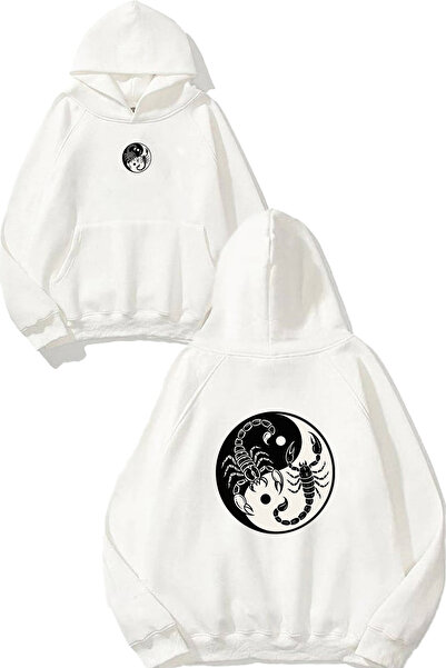 VSRN Φούτερ με στάμπα Scorpion Samurai Design, μεγάλου μεγέθους, λευκό με κου...