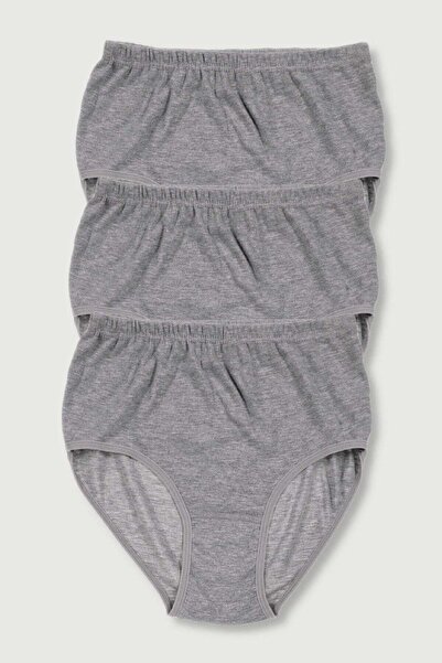 Tutku Women's Gray 3-Pack Ribana Bato Panties Elf568T0922Ccm3-Gray-2Xl