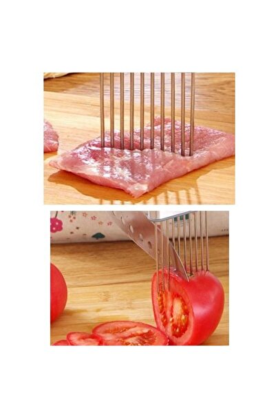 Mikasso Paslanmaz Soğan Patates Salatalık Dilimleme Doğrama Aparatı Çelik