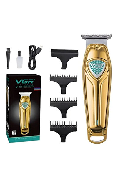 VGR Aparat de Tuns VGR, Profesional, Lame Din Oțel Inoxidabil, Aurie, Set 4 P...