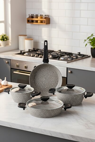 Emsan Stone Granit 7 Parça Tencere Seti