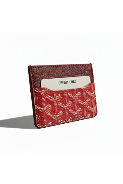 kaya wallet bag Kırmızı Deri Kartlık Mini Cüzdan – 4 Kart Bölmeli Erkek Kadın...