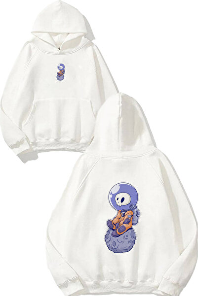 VSRN سويت شيرت أبيض كبير الحجم بطبعة تصميم هيكل عظمي من Ayda