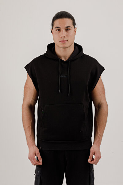 Airlife Sportswear Men's Sleeveless and Hooded Sweatshirt Black