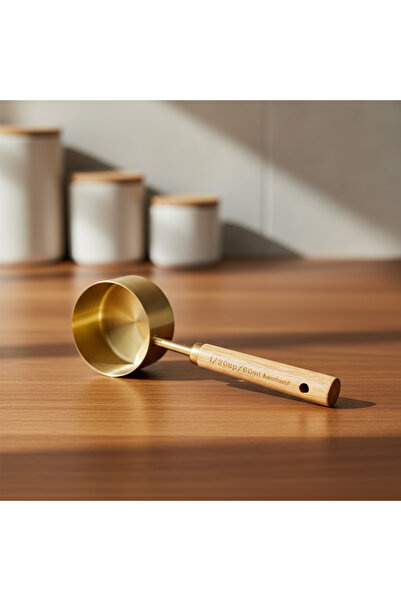 Bambum Escala Wooden Handle Gold Measuring Spoon 80 ml