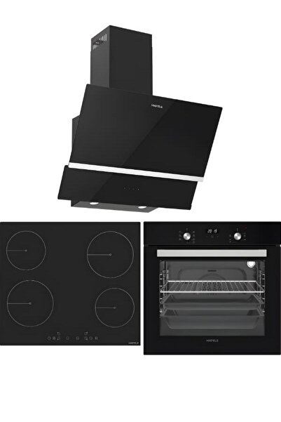 Hafele Siyah Ankastre Set 6 (Vetro Ocak + Luce Fırın + Luce Davlumbaz)