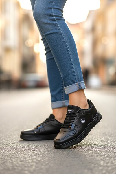 Bebek Sepeti Pantofi sport unisex, de zi cu zi, cu șireturi, negri, negri